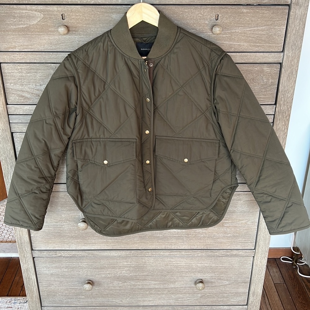 Army Green Quilted Jacket - Banana Republic